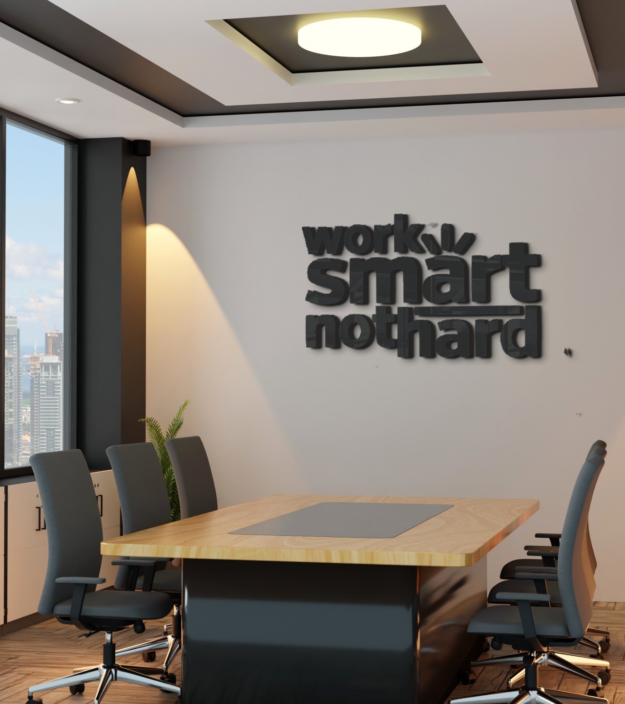 WORK SMART NOT HARD INSPIRATIONAL MEETING ROOM DECOR